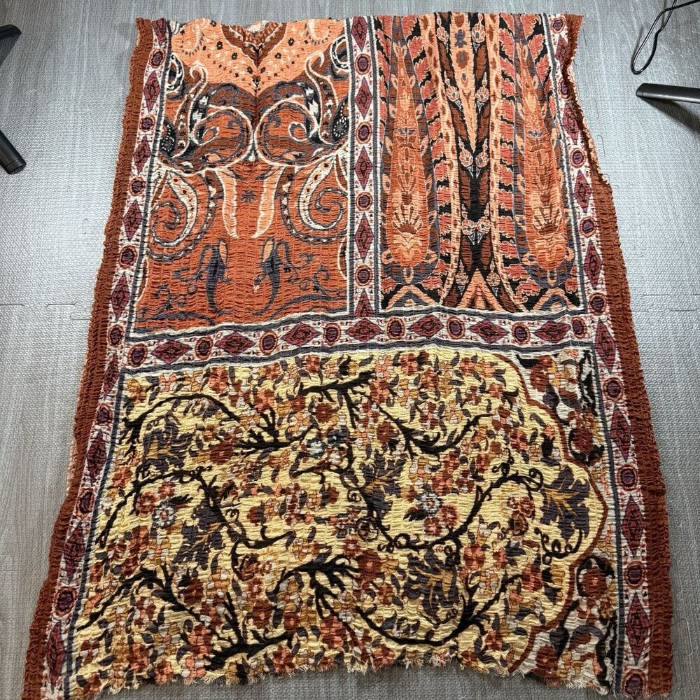 Peruvian Connection Orange, Yellow & Black Boho Floral Patchwork Wrap